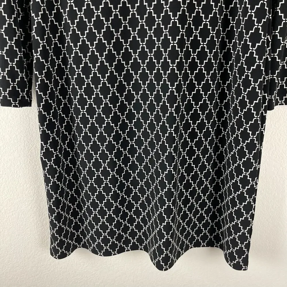 Brooks Brothers 346 Geometric Dress Womens Medium‎ Sheath Allover Print Classic